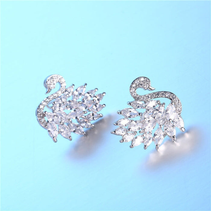 Wholesale color gradient zircon swan stud earrings MOQ≥2 JDC-ES-Kas002 Earrings 卡诗 Wholesale Jewelry JoyasDeChina Joyas De China