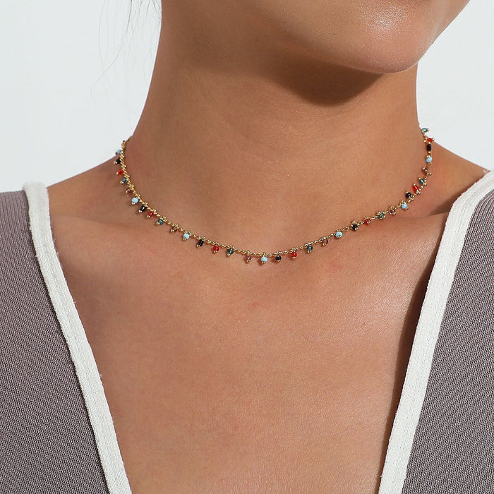 Wholesale color loose stone hanging red rice Bead Necklace JDC-NE-YinH006 Necklaces 颖皓 Wholesale Jewelry JoyasDeChina Joyas De China