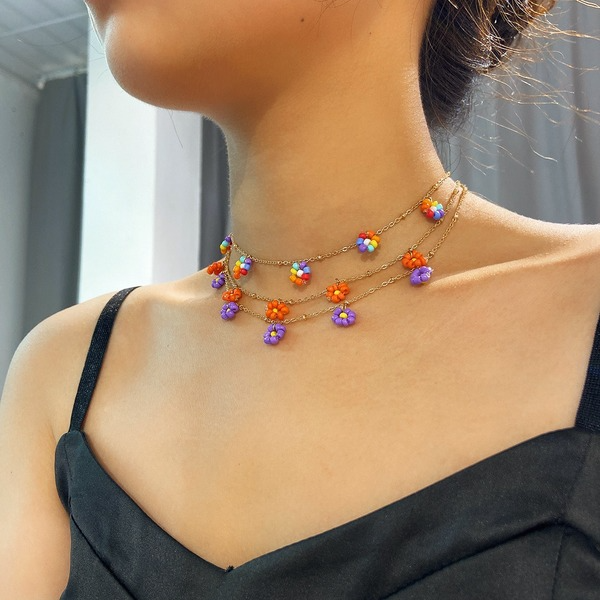 Bulk Jewelry Wholesale color metal little daisy tassel necklace JDC-NE-KunJ046 Wholesale factory from China YIWU China