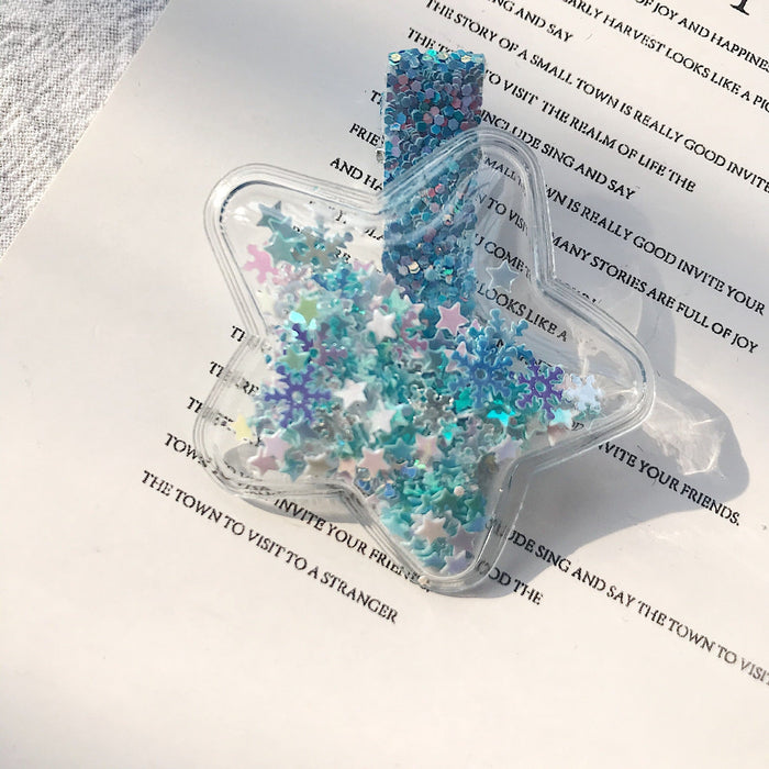 Wholesale color quicksand transparent children's star hairpin JDC-HC-YiT001 Hair Clips 亦桐 Blue Wholesale Jewelry JoyasDeChina Joyas De China