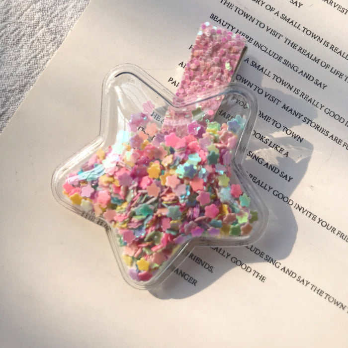 Wholesale color quicksand transparent children's star hairpin JDC-HC-YiT001 Hair Clips 亦桐 Xiaoxing quicksand Wholesale Jewelry JoyasDeChina Joyas De China