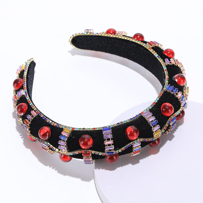 Wholesale Color Rhinestone Baroque Headband JDC-HD-AH004 Headband 爱鸿 Bright red Wholesale Jewelry JoyasDeChina Joyas De China