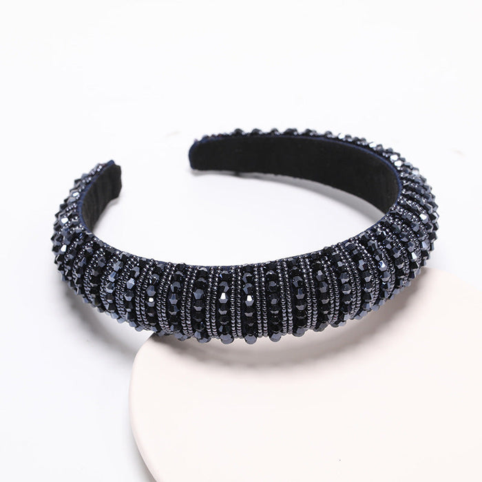 Wholesale Color Rhinestone Baroque Headband JDC-HD-AH008 Headband 爱鸿 Ink blue Wholesale Jewelry JoyasDeChina Joyas De China
