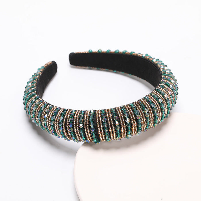 Wholesale Color Rhinestone Baroque Headband JDC-HD-AH008 Headband 爱鸿 Pore green Wholesale Jewelry JoyasDeChina Joyas De China