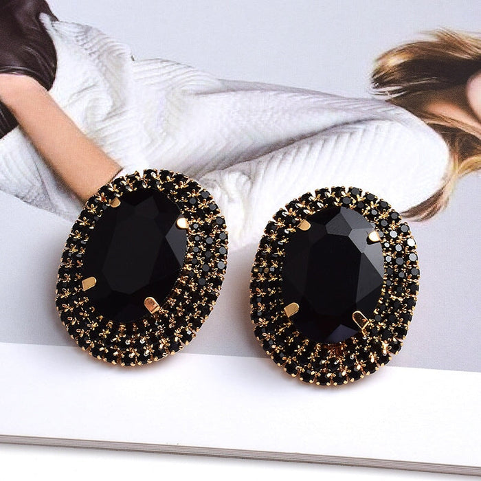 Wholesale Color Rhinestone Crystal Earrings JDC-ES-SK100 Earrings 深刻 black Wholesale Jewelry JoyasDeChina Joyas De China