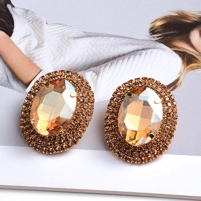 Wholesale Color Rhinestone Crystal Earrings JDC-ES-SK100 Earrings 深刻 brown Wholesale Jewelry JoyasDeChina Joyas De China