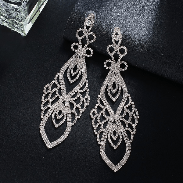 Wholesale Color Rhinestone Crystal Long Large Earrings JDC-ES-ZHONGW018 Earrings 众薇 Wholesale Jewelry JoyasDeChina Joyas De China