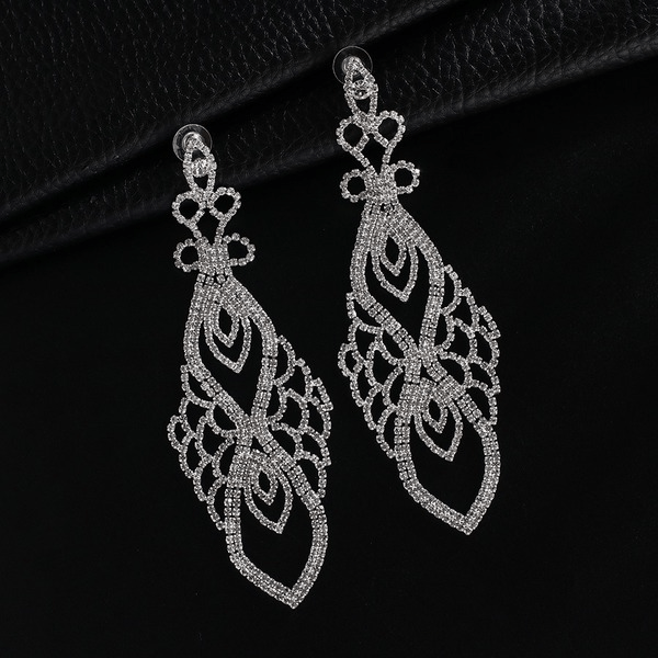 Wholesale Color Rhinestone Crystal Long Large Earrings JDC-ES-ZHONGW018 Earrings 众薇 Wholesale Jewelry JoyasDeChina Joyas De China