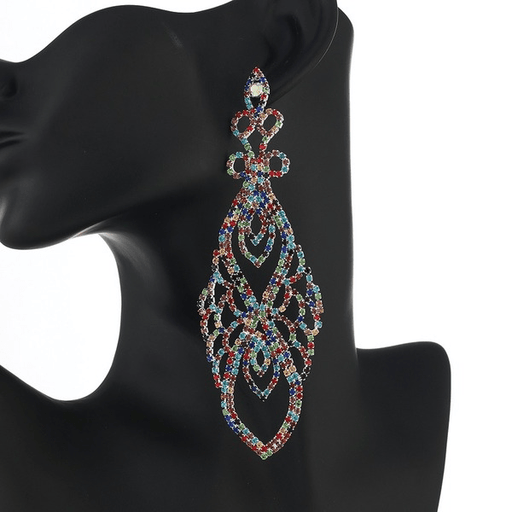 Wholesale Color Rhinestone Crystal Long Large Earrings JDC-ES-ZHONGW018 Earrings 众薇 Wholesale Jewelry JoyasDeChina Joyas De China