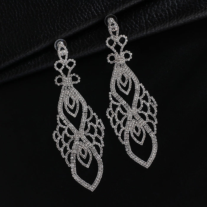 Wholesale Color Rhinestone Crystal Long Large Earrings JDC-ES-ZHONGW018 Earrings 众薇 Wholesale Jewelry JoyasDeChina Joyas De China
