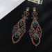 Wholesale Color Rhinestone Crystal Long Large Earrings JDC-ES-ZHONGW018 Earrings 众薇 Silver + Colored Diamonds Wholesale Jewelry JoyasDeChina Joyas De China