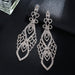 Wholesale Color Rhinestone Crystal Long Large Earrings JDC-ES-ZHONGW018 Earrings 众薇 Silver + White Diamond Wholesale Jewelry JoyasDeChina Joyas De China