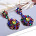Wholesale Color Rhinestone Flower Shape Electroplating Alloy Earrings JDC-ES-SK030 Earrings 深刻 Wholesale Jewelry JoyasDeChina Joyas De China