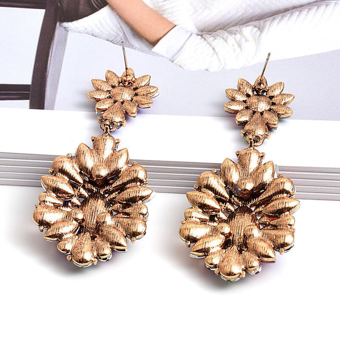 Wholesale Color Rhinestone Flower Shape Electroplating Alloy Earrings JDC-ES-SK030 Earrings 深刻 Wholesale Jewelry JoyasDeChina Joyas De China