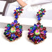 Wholesale Color Rhinestone Flower Shape Electroplating Alloy Earrings JDC-ES-SK030 Earrings 深刻 black Wholesale Jewelry JoyasDeChina Joyas De China