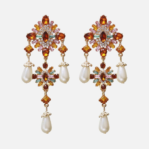 Wholesale Color Rhinestone Imitation Pearl Tassel Earrings JDC-ES-ZhanS003 Earrings 瞻盛 Wholesale Jewelry JoyasDeChina Joyas De China