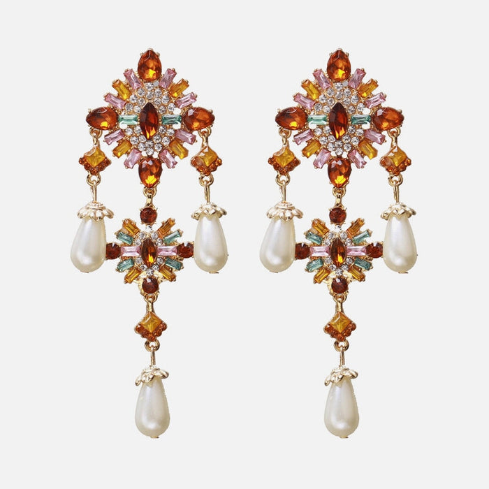 Wholesale Color Rhinestone Imitation Pearl Tassel Earrings JDC-ES-ZhanS003 Earrings 瞻盛 A Wholesale Jewelry JoyasDeChina Joyas De China