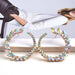 Wholesale Color Rhinestone Metal Round Electroplated Alloy Earrings JDC-ES-SK091 Earrings 深刻 AB Wholesale Jewelry JoyasDeChina Joyas De China