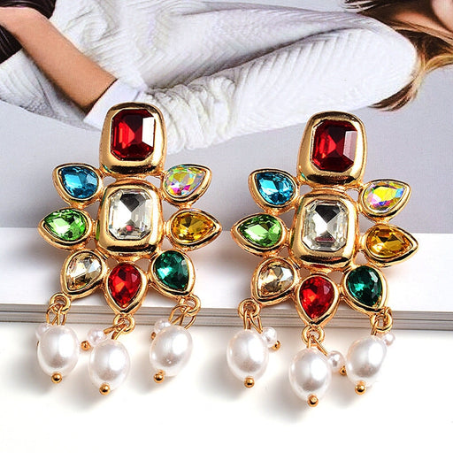 Wholesale Color Rhinestone Pearl Crystal Earrings JDC-ES-SK101 Earrings 深刻 Wholesale Jewelry JoyasDeChina Joyas De China