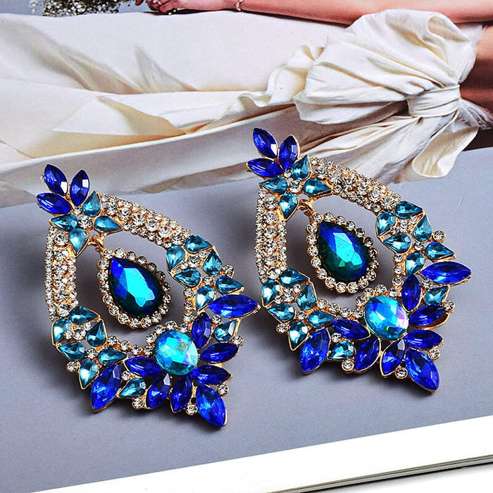 Wholesale Color Rhinestone Plating Alloy Earrings JDC-ES-SK023 Earrings 深刻 Wholesale Jewelry JoyasDeChina Joyas De China