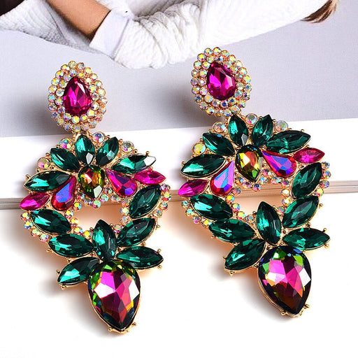 Wholesale Color Rhinestone Plating Alloy Earrings JDC-ES-SK034 Earrings 深刻 green Wholesale Jewelry JoyasDeChina Joyas De China