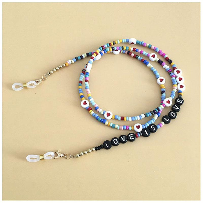 Bulk Jewelry Wholesale color rice beads English letter mask lanyard JDC-MC-HW016 Wholesale factory from China YIWU China