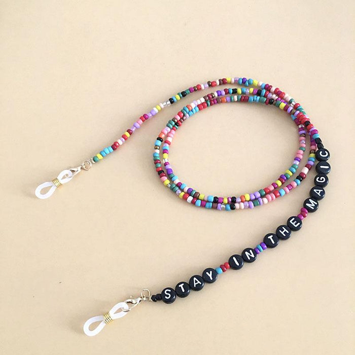 Bulk Jewelry Wholesale color rice beads English letter mask lanyard JDC-MC-HW016 Wholesale factory from China YIWU China