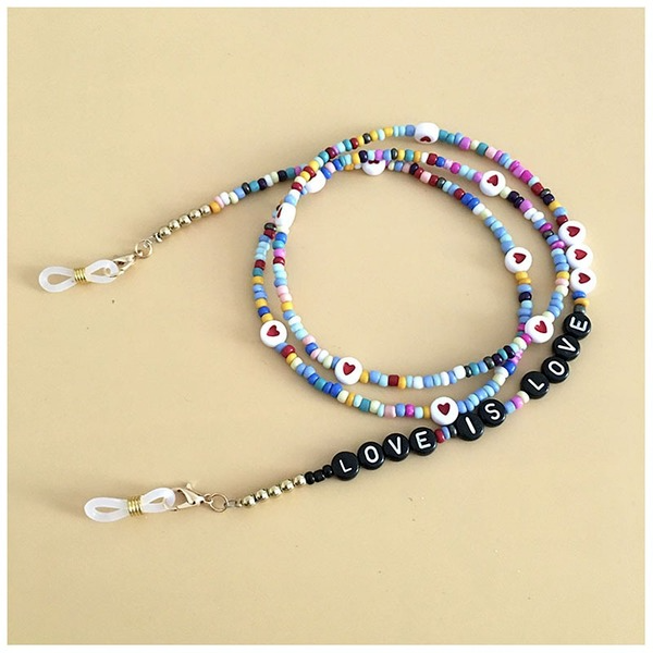 Bulk Jewelry Wholesale color rice beads English letter mask lanyard JDC-MC-HW016 Wholesale factory from China YIWU China