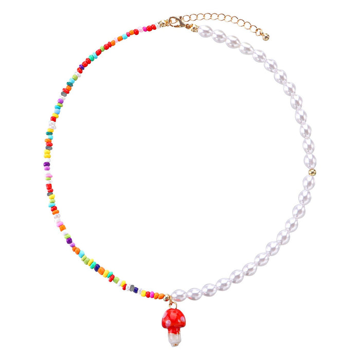 Wholesale color rice beads love short mushroom rice bead neck chain JDC-NE-YinH004 Necklaces 颖皓 Wholesale Jewelry JoyasDeChina Joyas De China
