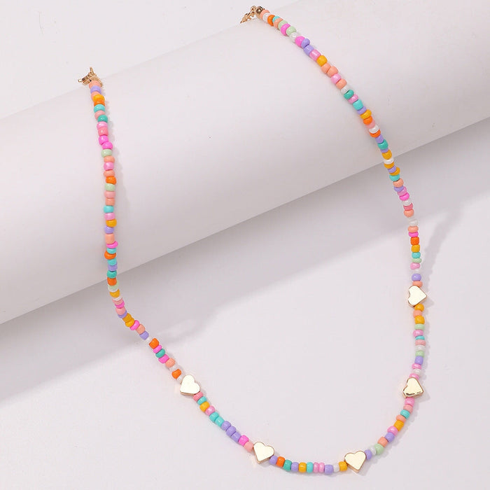 Wholesale color rice beads love short mushroom rice bead neck chain JDC-NE-YinH004 Necklaces 颖皓 heart Wholesale Jewelry JoyasDeChina Joyas De China
