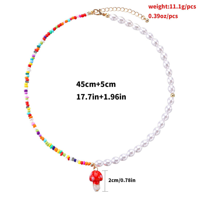 Wholesale color rice beads love short mushroom rice bead neck chain JDC-NE-YinH004 Necklaces 颖皓 mogu Wholesale Jewelry JoyasDeChina Joyas De China