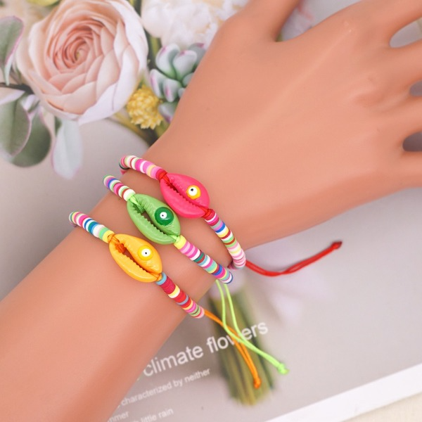 Bulk Jewelry Wholesale color soft ceramic pieces a hundred natural shell drip oil eye bracelets JDC-gbh390 Wholesale factory from China YIWU China