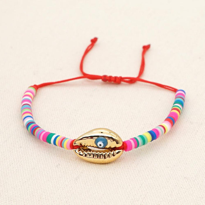 Bulk Jewelry Wholesale color soft ceramic pieces a hundred natural shell drip oil eye bracelets JDC-gbh390 Wholesale factory from China YIWU China