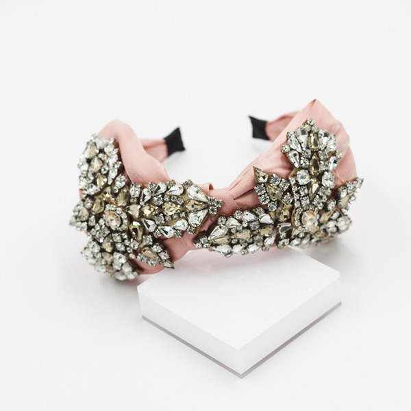 Bulk Jewelry Wholesale color soft pottery full diamond large flower bow hair hoop JDC-HD-JB023 Wholesale factory from China YIWU China