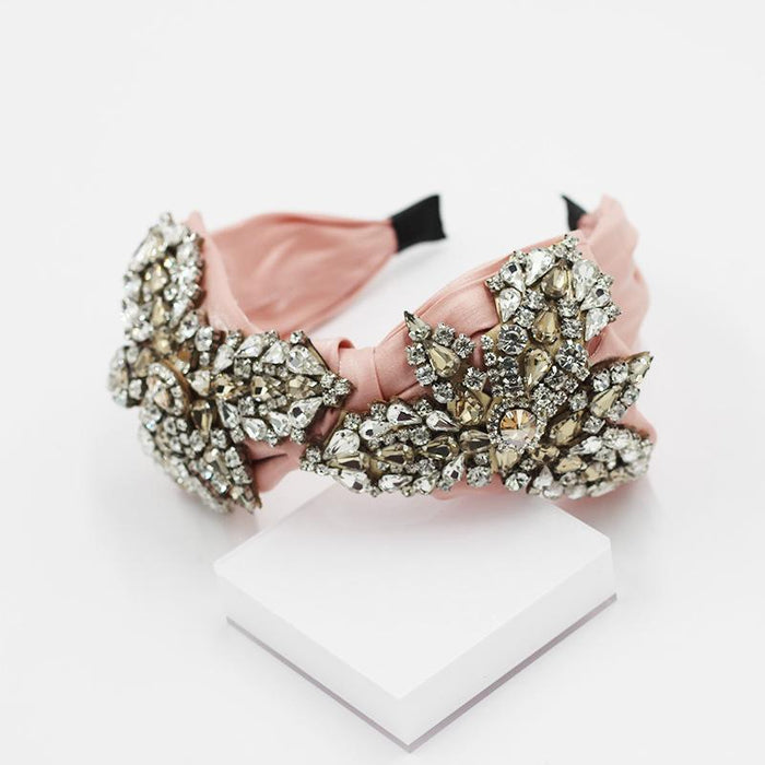 Bulk Jewelry Wholesale color soft pottery full diamond large flower bow hair hoop JDC-HD-JB023 Wholesale factory from China YIWU China