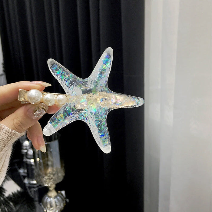 Wholesale Color Starfish Pearl Metal Hair Clip JDC-HC-CR003 Hair Clips 楚柔 Wholesale Jewelry JoyasDeChina Joyas De China
