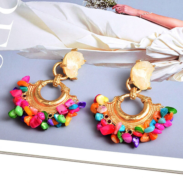Wholesale Color Stone Plating Alloy Earrings JDC-ES-SK029 Earrings 深刻 Wholesale Jewelry JoyasDeChina Joyas De China