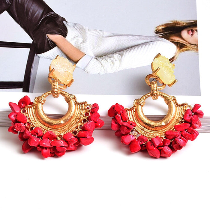 Wholesale Color Stone Plating Alloy Earrings JDC-ES-SK029 Earrings 深刻 Wholesale Jewelry JoyasDeChina Joyas De China