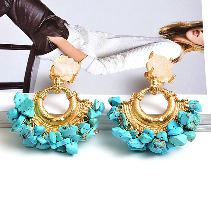 Wholesale Color Stone Plating Alloy Earrings JDC-ES-SK029 Earrings 深刻 red Wholesale Jewelry JoyasDeChina Joyas De China