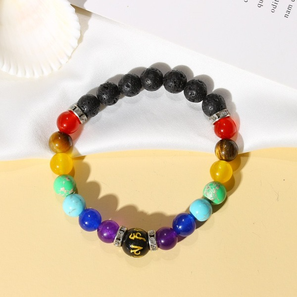 Bulk Jewelry Wholesale color volcanic stone colorful chakras frosted stone bracelet JDC-BT-D498 Wholesale factory from China YIWU China