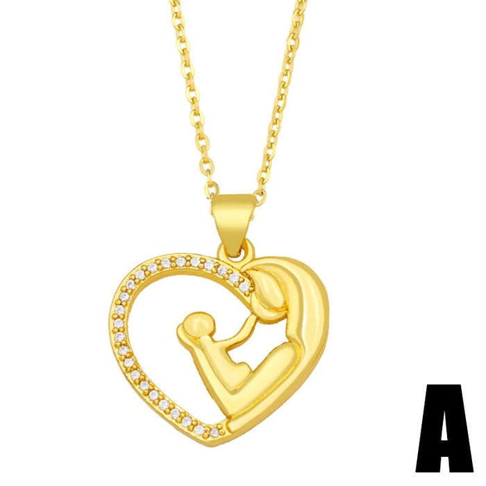 Wholesale color zircon peach heart mother's day necklace JDC-NE-AOS005 Necklaces 翱昇 Wholesale Jewelry JoyasDeChina Joyas De China