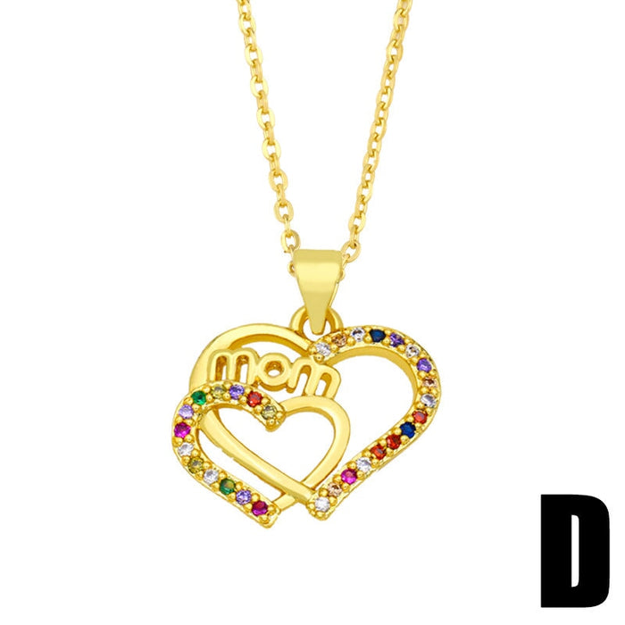 Wholesale color zircon peach heart mother's day necklace JDC-NE-AOS005 Necklaces 翱昇 D Wholesale Jewelry JoyasDeChina Joyas De China