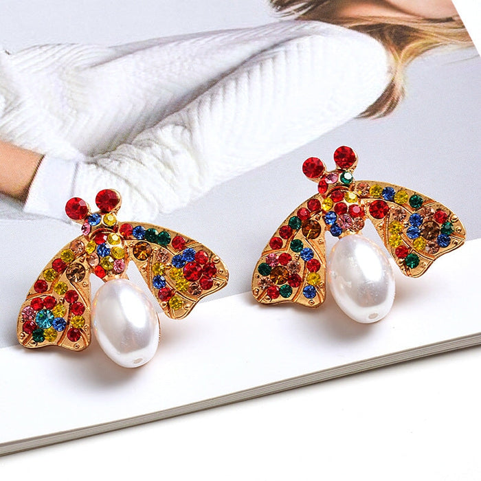 Wholesale color zircon Pearl Earrings JDC-ES-SK062 Earrings 深刻 Wholesale Jewelry JoyasDeChina Joyas De China
