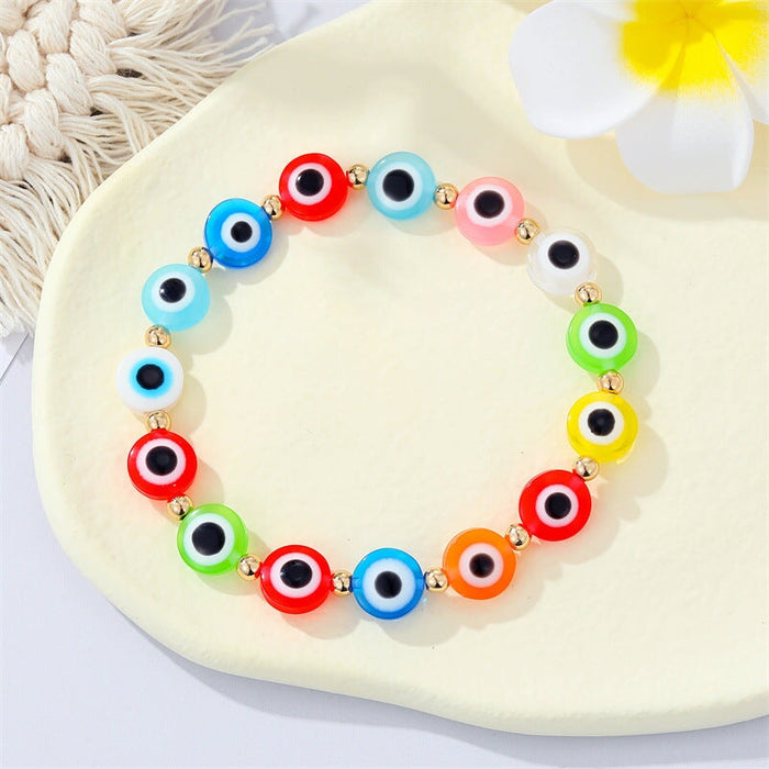 Wholesale Colored Acrylic Bead Resin Devil's Eye Bracelet MOQ≥6 JDC-BT-Juej001 Bracelet 觉际 Wholesale Jewelry JoyasDeChina Joyas De China