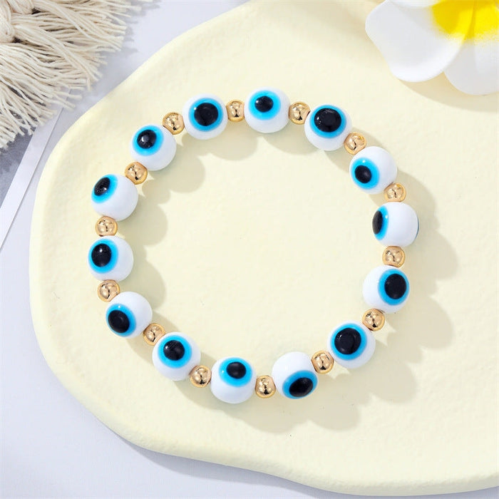 Wholesale Colored Acrylic Bead Resin Devil's Eye Bracelet MOQ≥6 JDC-BT-Juej001 Bracelet 觉际 white Wholesale Jewelry JoyasDeChina Joyas De China