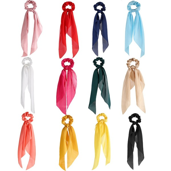 Bulk Jewelry Wholesale colored cloth knotted ribbon satin large intestine circle ponytail tied hair JDC-HS-F301 Wholesale factory from China YIWU China