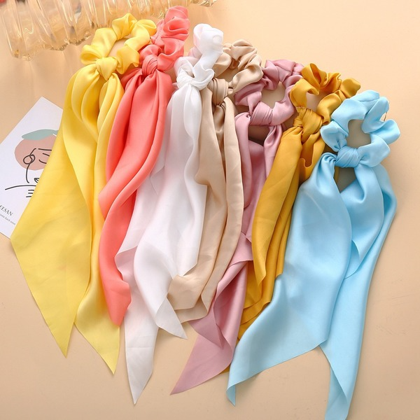 Bulk Jewelry Wholesale colored cloth knotted ribbon satin large intestine circle ponytail tied hair JDC-HS-F301 Wholesale factory from China YIWU China