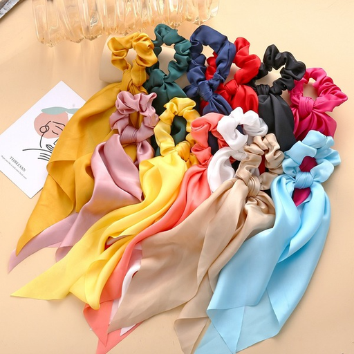 Bulk Jewelry Wholesale colored cloth knotted ribbon satin large intestine circle ponytail tied hair JDC-HS-F301 Wholesale factory from China YIWU China