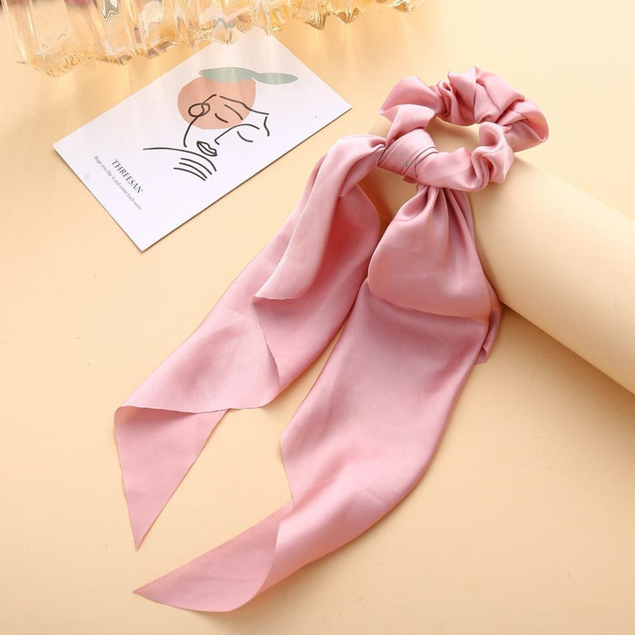 Bulk Jewelry Wholesale colored cloth knotted ribbon satin large intestine circle ponytail tied hair JDC-HS-F301 Wholesale factory from China YIWU China