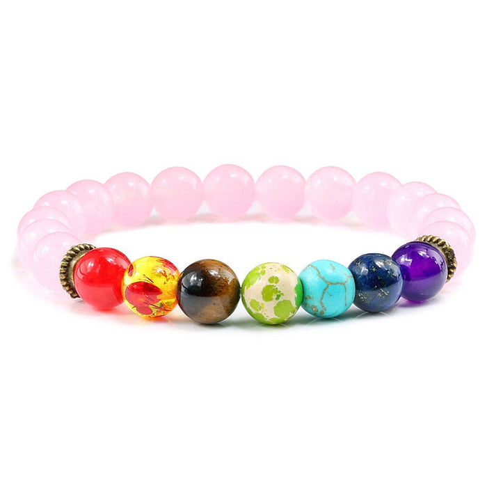 Wholesale Colored Crystal Natural Stone Beaded Bracelet JDC-BT-JiuJ016 Bracelet 九江 pink Wholesale Jewelry JoyasDeChina Joyas De China